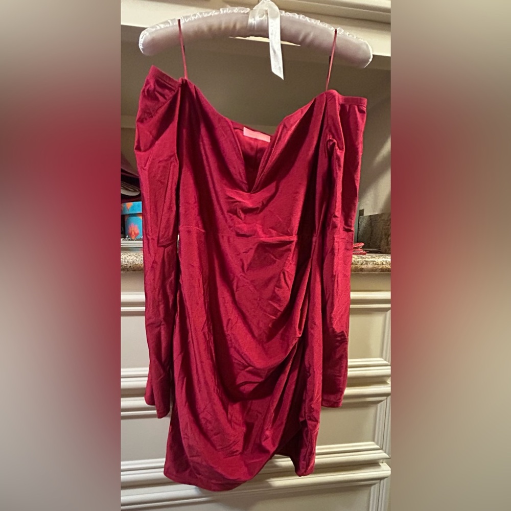 Elegant Red Draped Dress